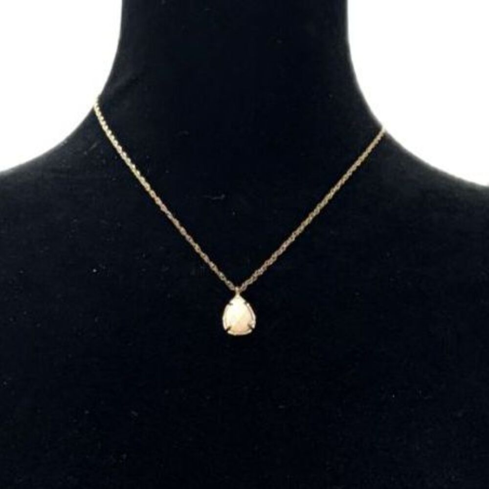 Kendra Scott Kiri Faceted Mother of Pearl Teardrop Pendant Necklace Gold Tone